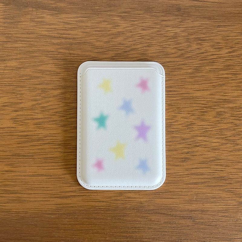 pastel star magSafe white card wallet (single product)
