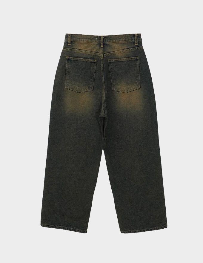 Maison washing wide denim pants