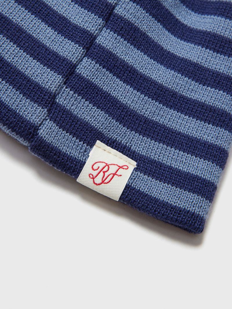 SOFT BOW BEANIE STRIPE BLUE