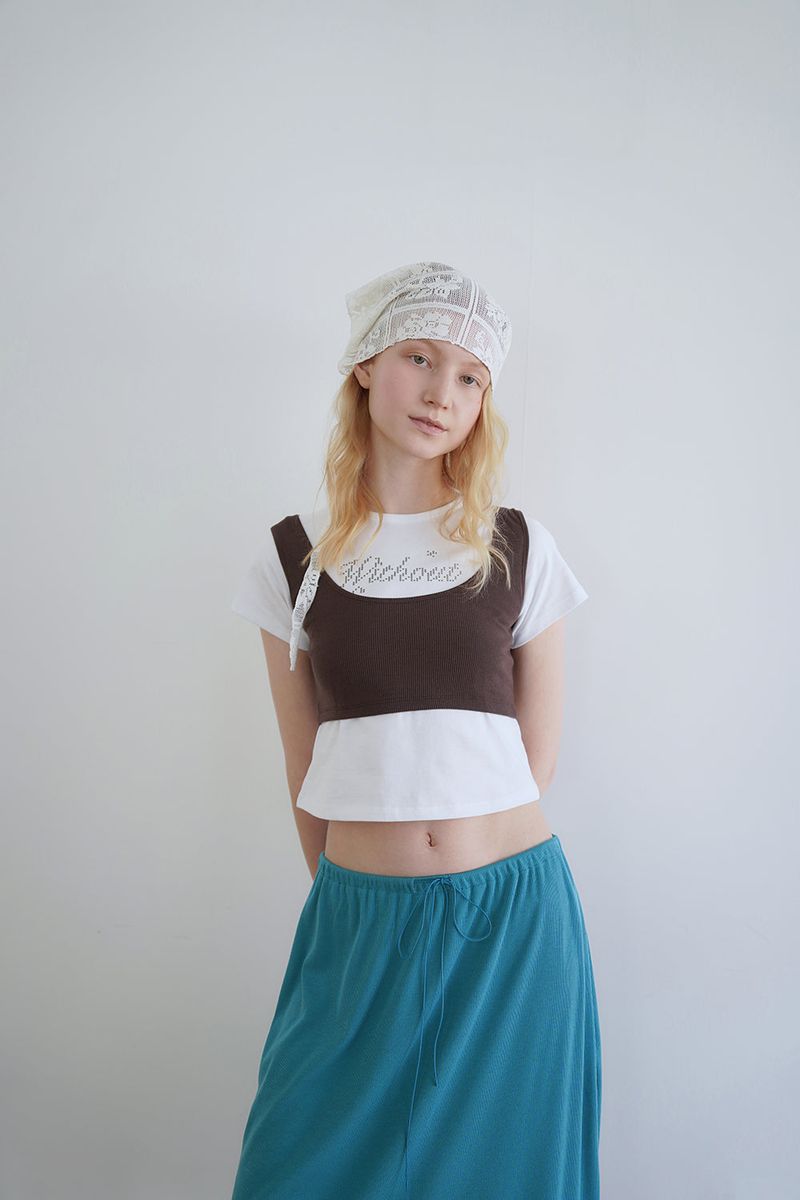 Layered bustier top_brown
