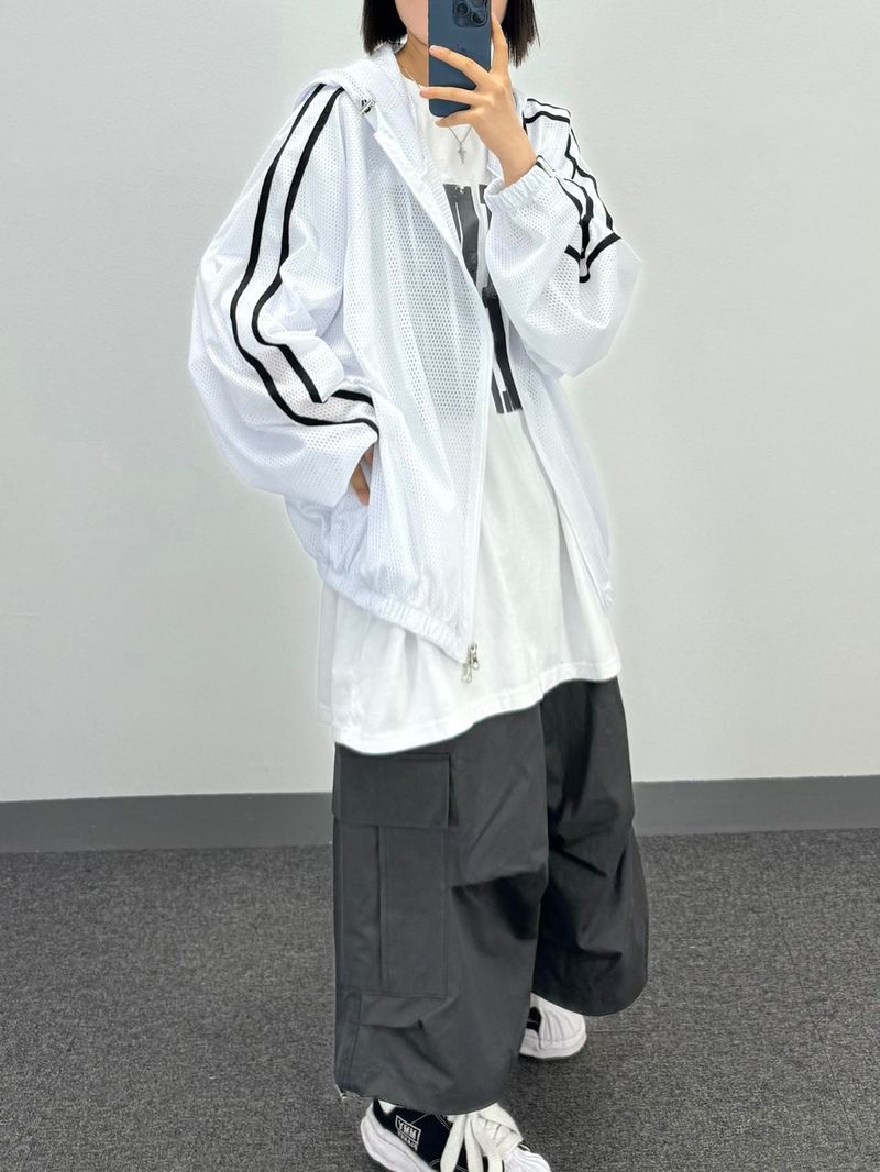 mesh track hooded jacket