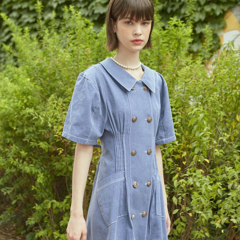 Pigment Double Button Long Dress (SUMMER)