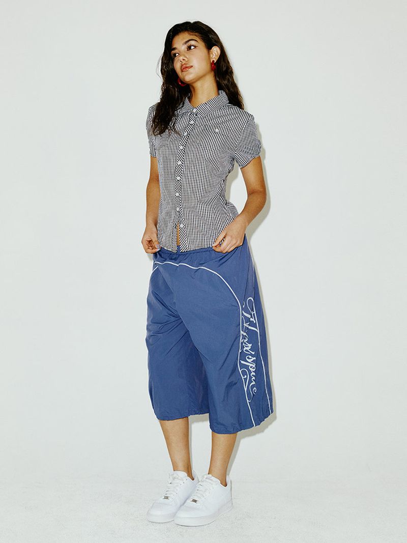 CHECK BLOUSE NAVY