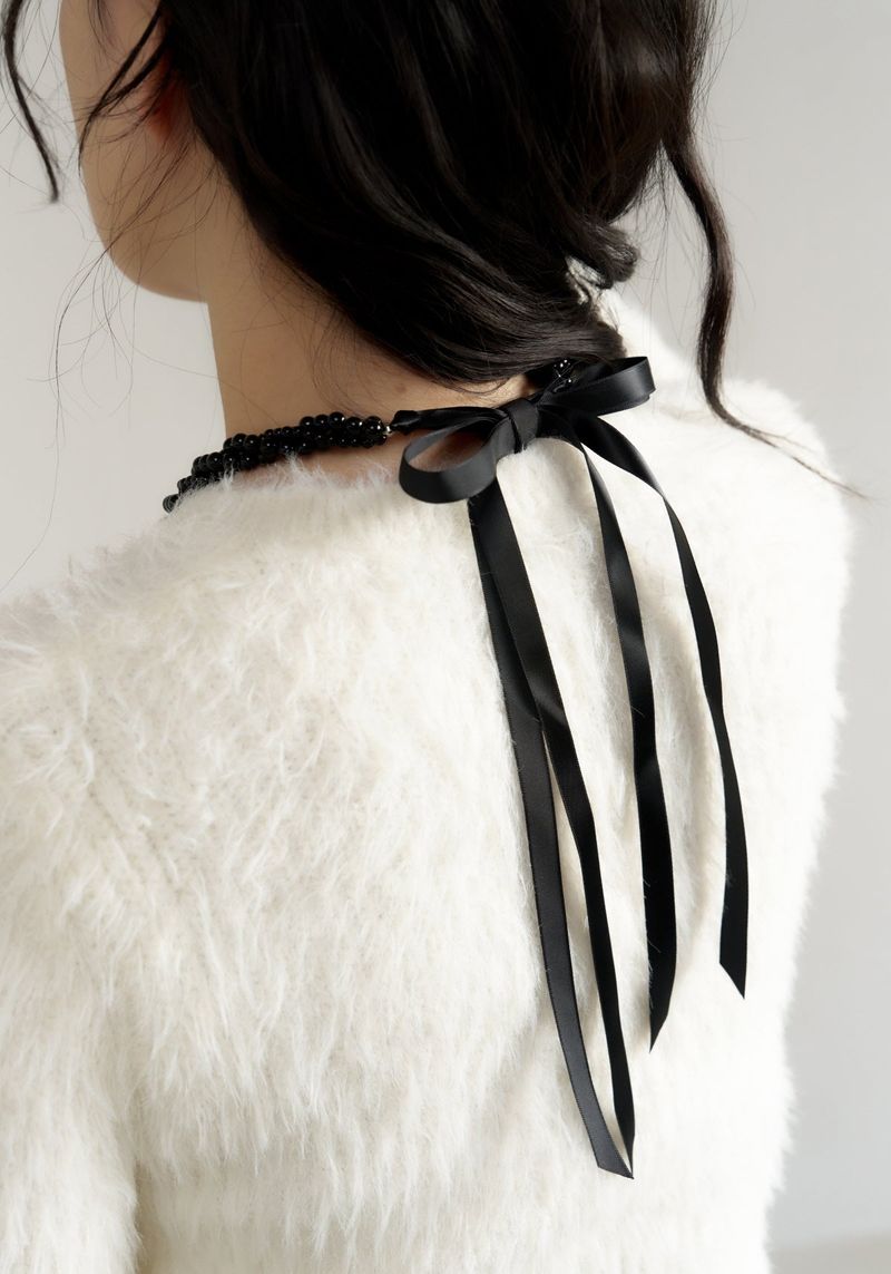 black berry ribbon necklace