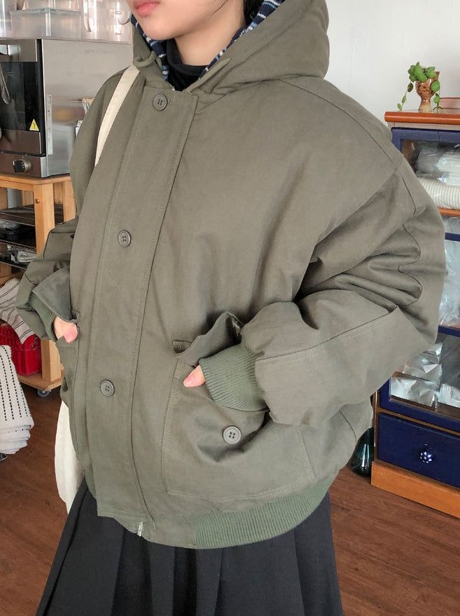 [unisex] Bittori Button Hood Wellon Padding Jumper