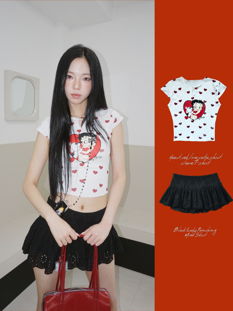 Black Lady Punching Mini Skirt