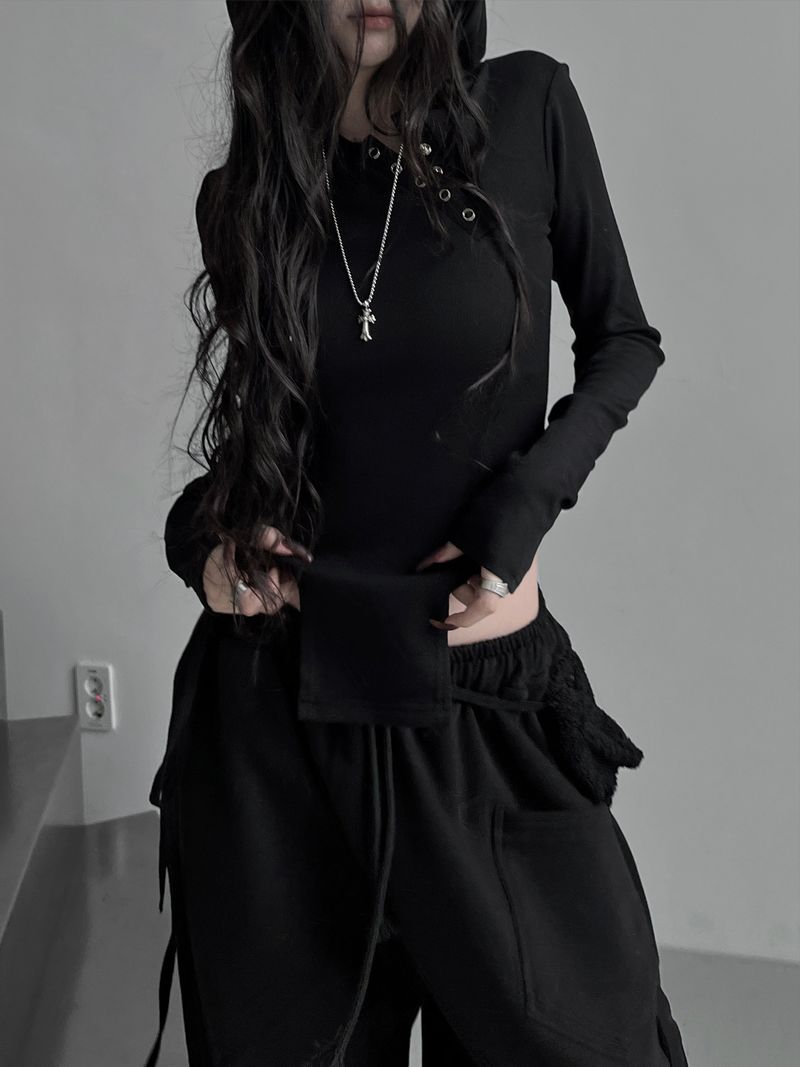snap arch hooded bodysuit (fleece-lined)