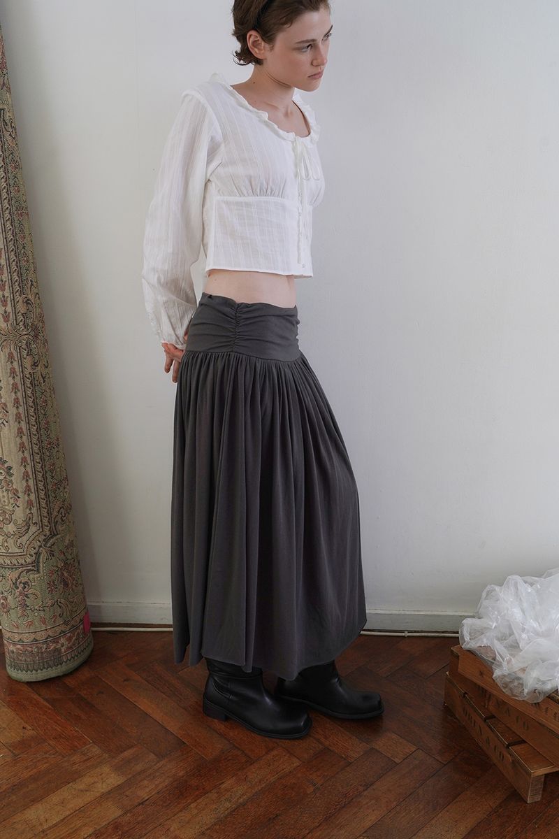 Mona shirring skirt_charcoal