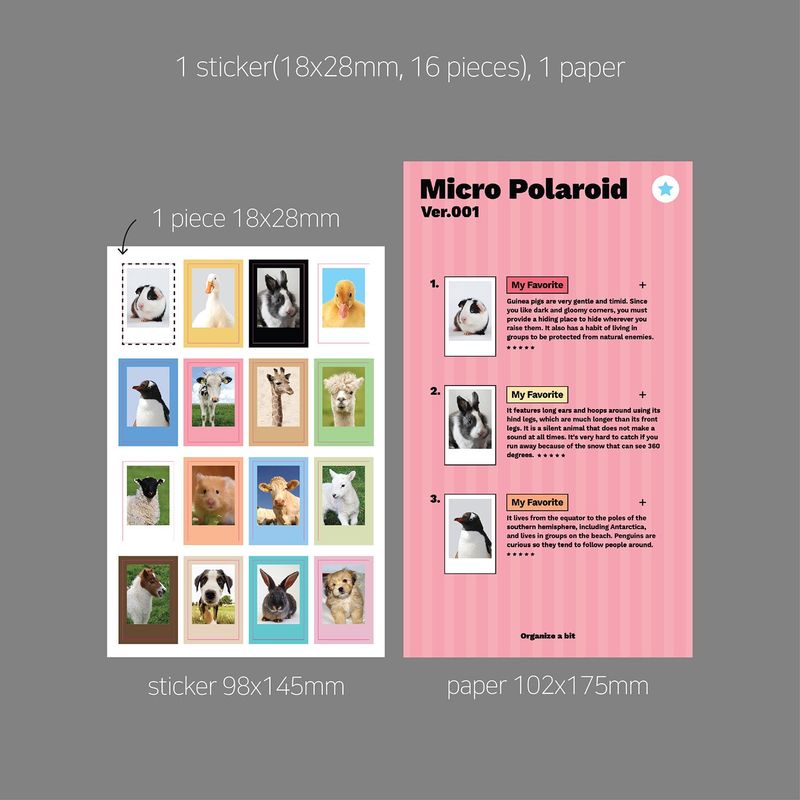 oab micro polaroid sticker / 001,002 set