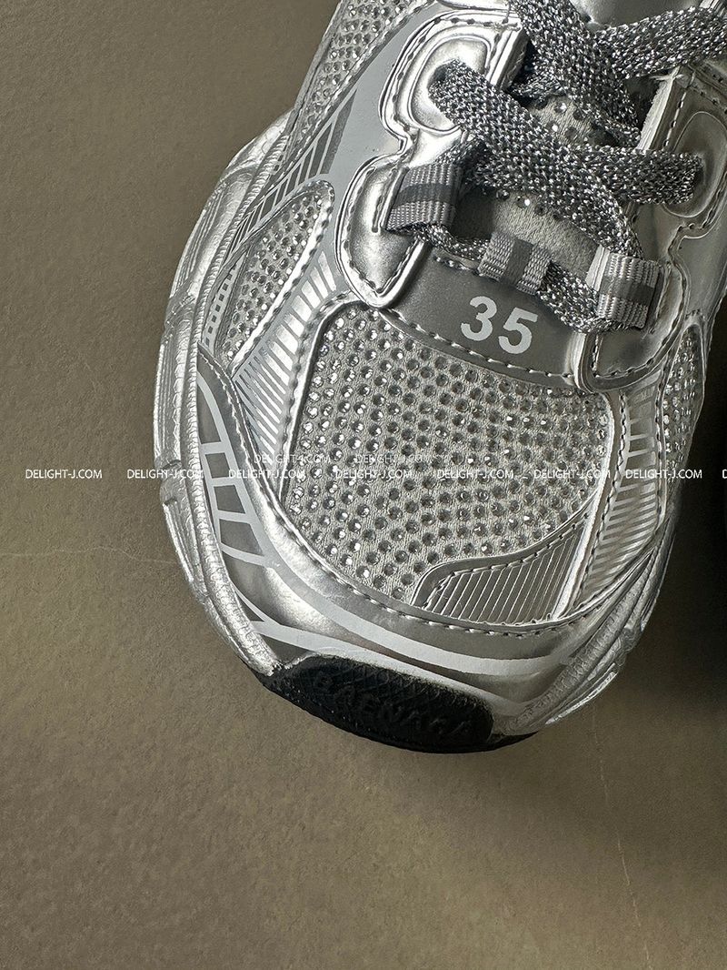 Cubic Silver Cowhide Hoop Sneakers