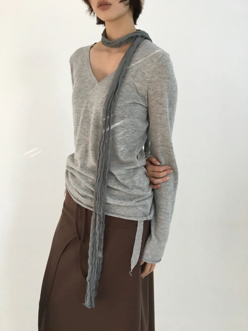 Ripi Side Button Knit+Scarf (4color)