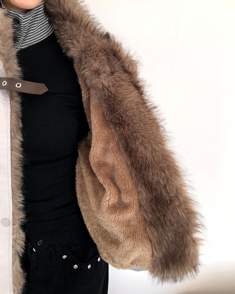 Clan Suede Buckle Fur-Trim Jacket