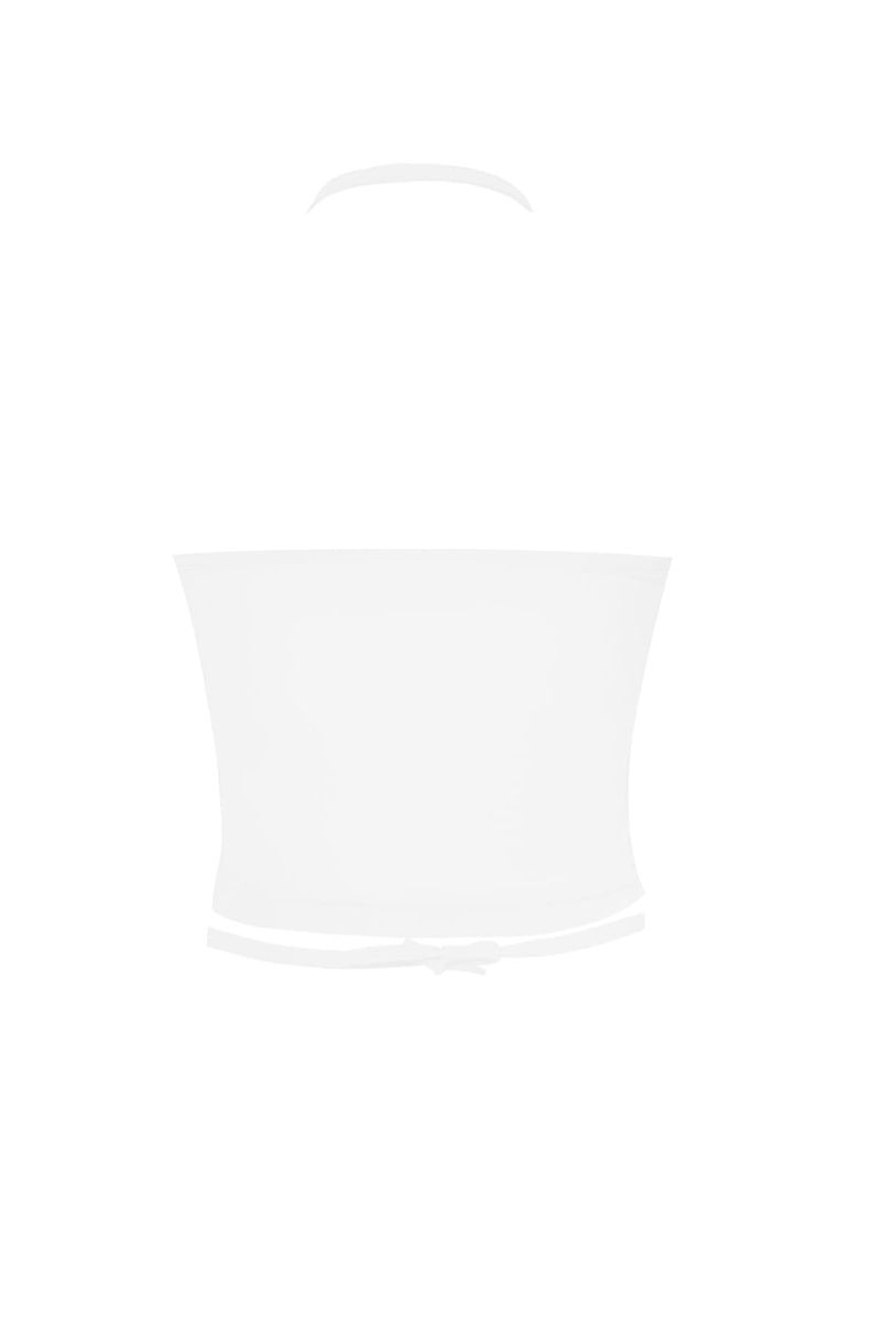 2-way halter span crop sleeveless top (white)