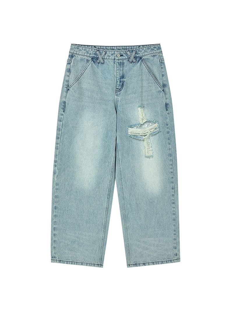 CROSS APLIQUE DENIM LIGHT BLUE
