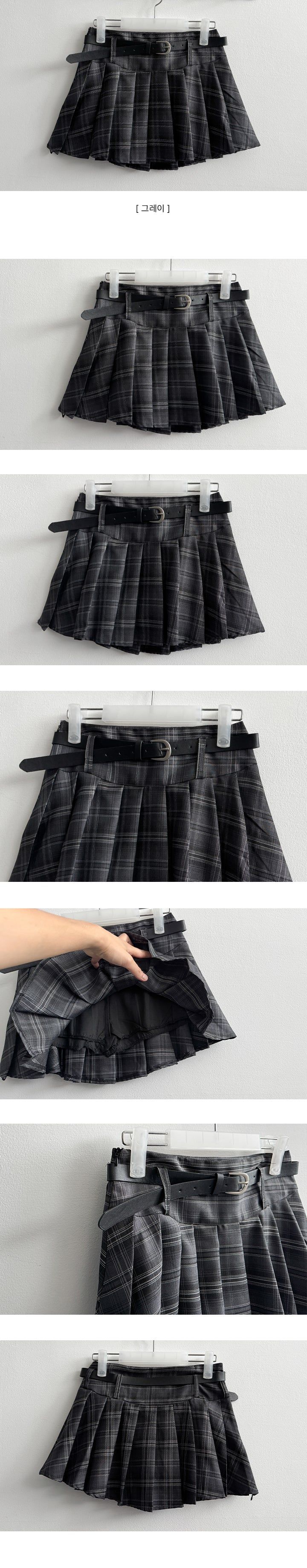 Weep Pleated Check Miniskirt