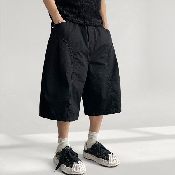 Eck Curve Slit Tuck Bermuda Pants (4 colors)
