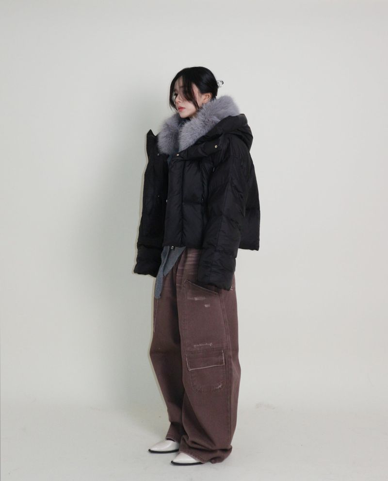 Out String Winter High-Neck Duck-Down Padded Jacket (Light Padded)