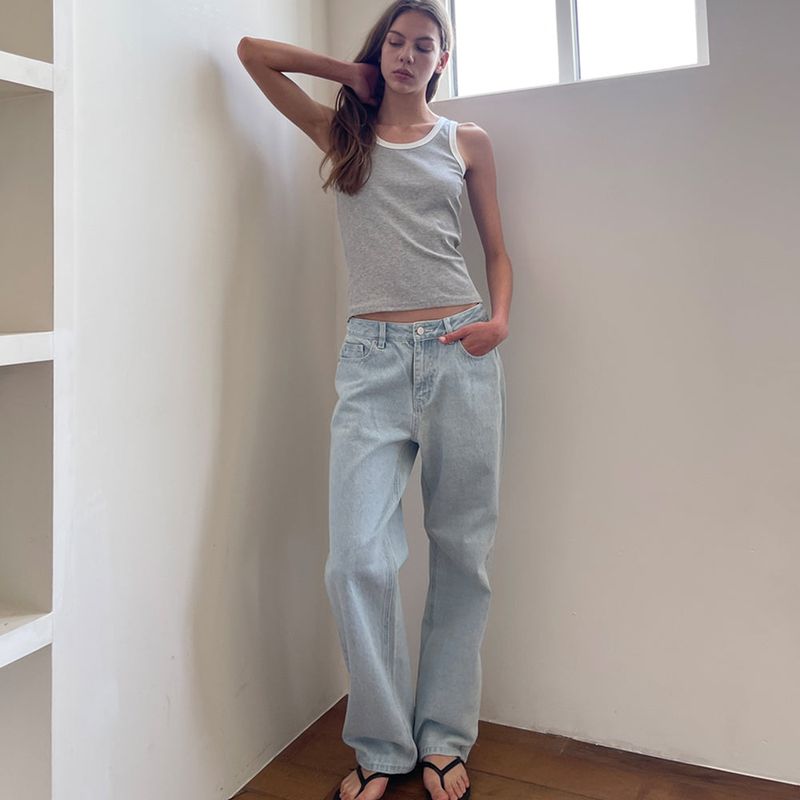 Ringer Cotton Sleeveless_Melange Gray