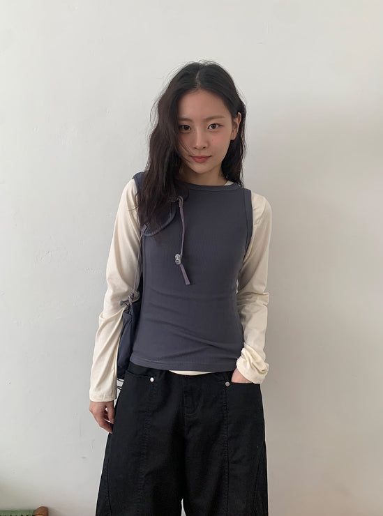 Royan Color Round Ribbed Sleeveless
