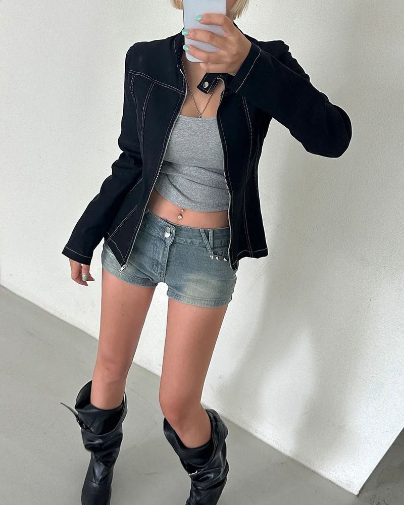 Stud Jjin Slim Denim Short Pants