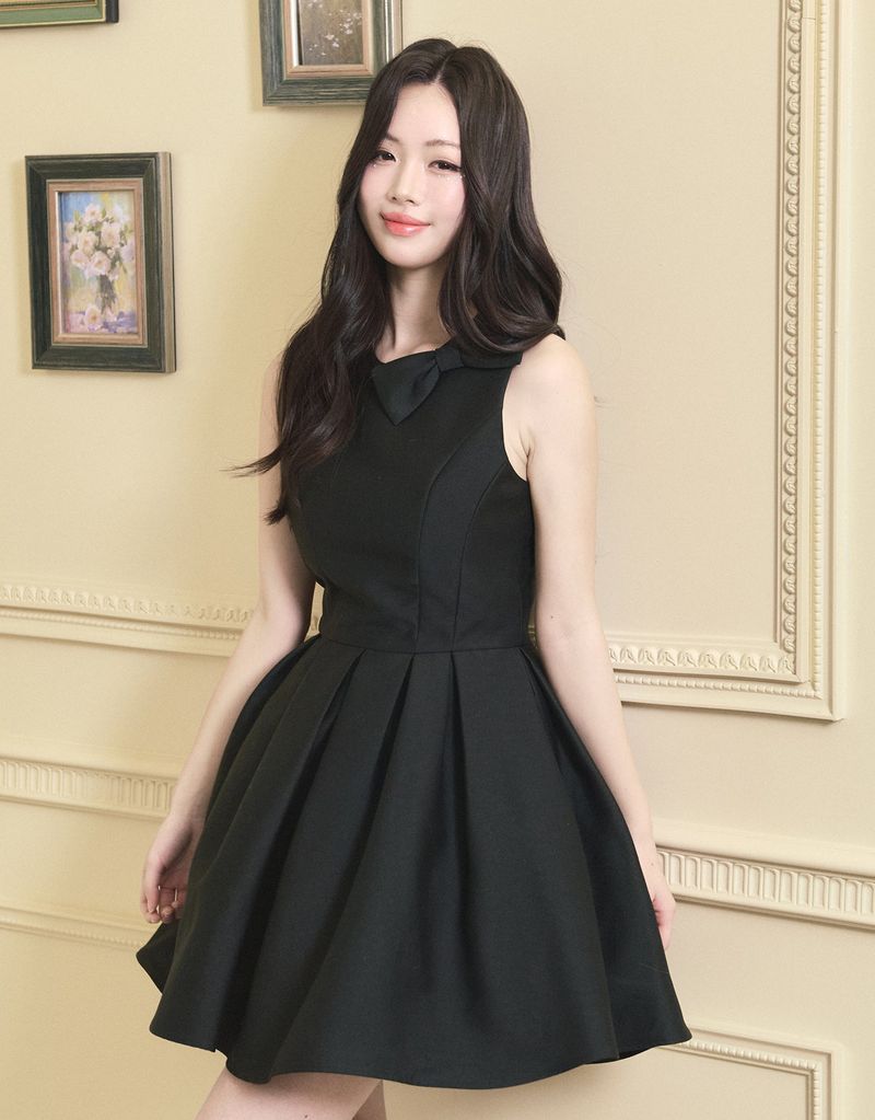 TWEEDY-A（ツウィーディア）の「[LADY LINE] オフィーリアリボンポイントスリーブレスショートバルーンドレス ブラック（ワンピース/ドレス）」