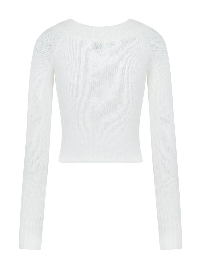 V-Neck Wool Crop Knit T