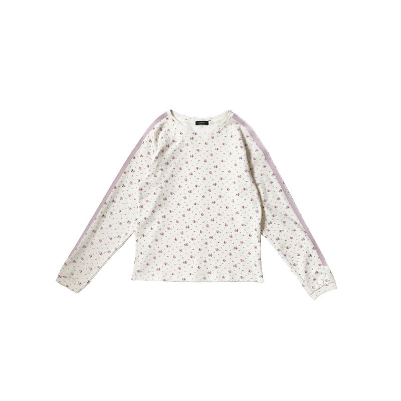 Waffle Raglan Tee (Flower_ivory)