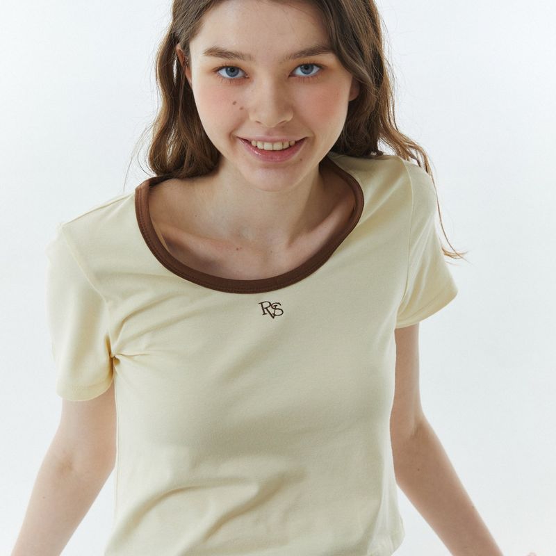 RVS Ringer Cropped T-Shirt Yellow