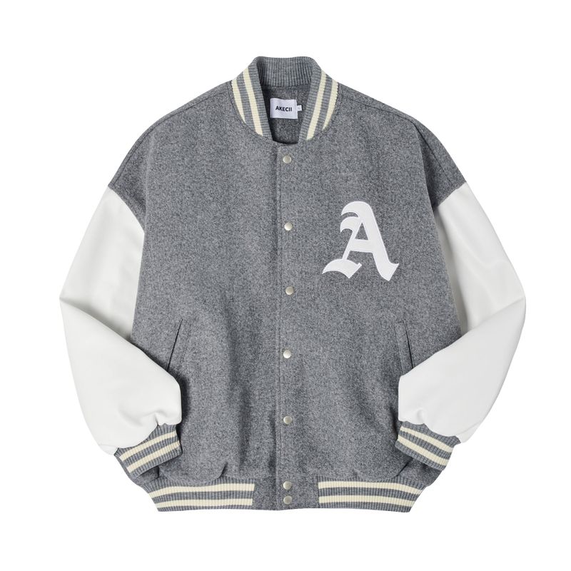 Super balloon wool varsity jacket Melange Gray