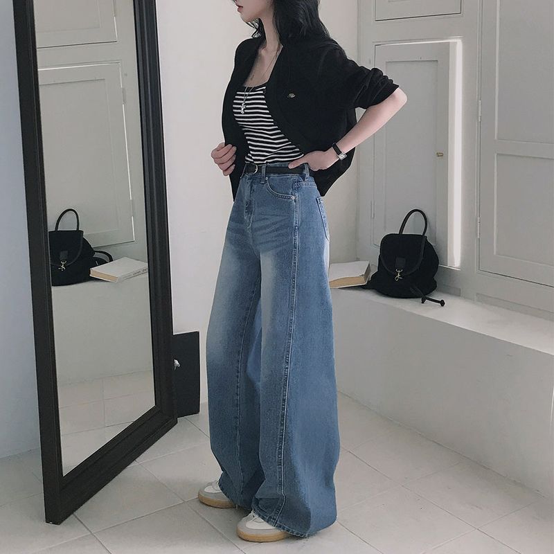 [Bellide made] FLOW, SLIT LINE WIDE DENIM PANTS