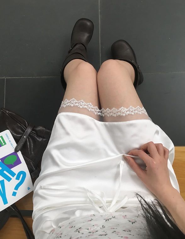 Oin Satin Lace Midi Skirt