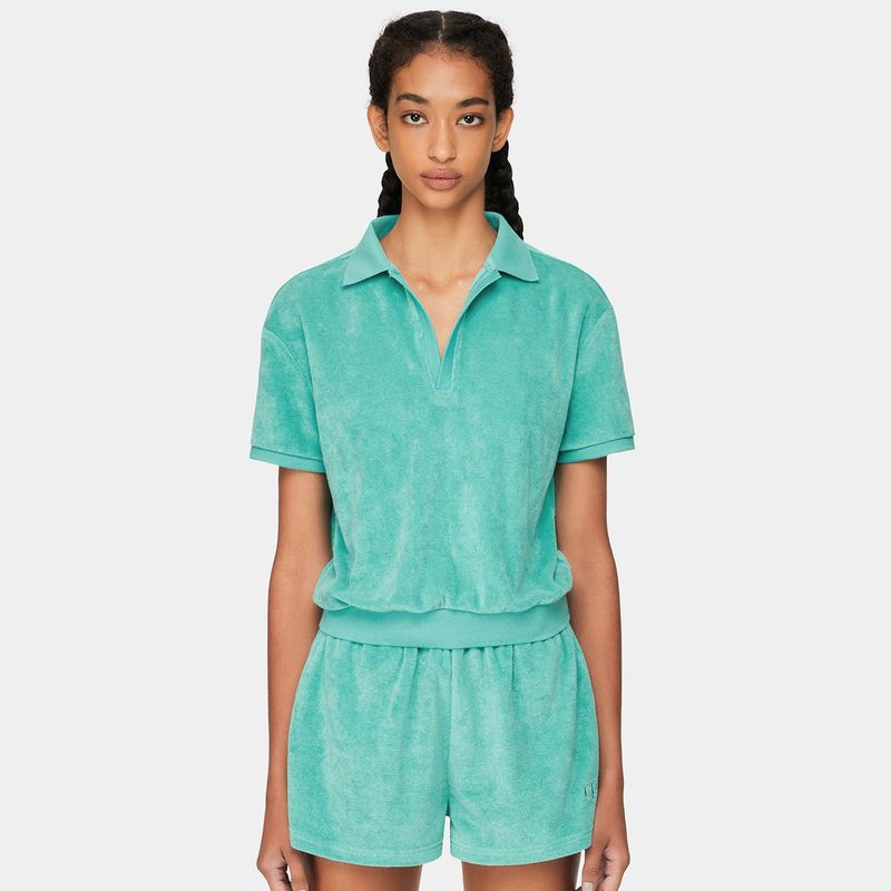 LIGHT TERRY POLO SETS_TIFFANY GREEN