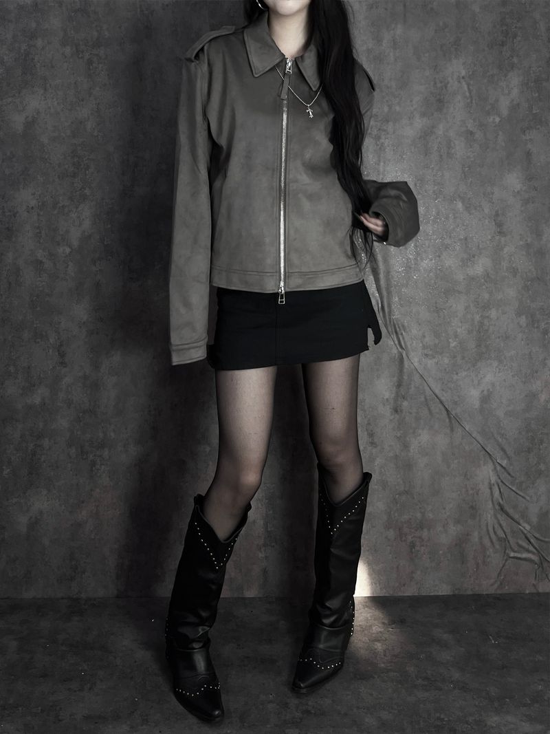 ash suede shoulder jacket (2color)
