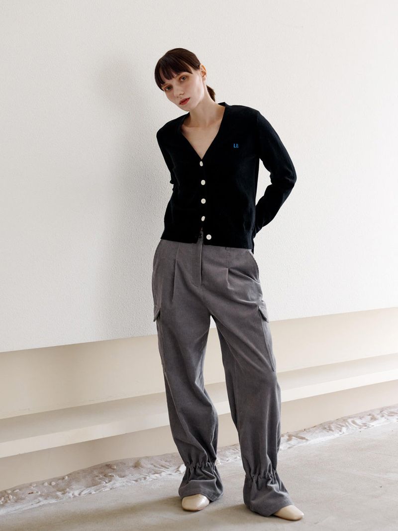 ANCKLE STRING CORDUROY CARGO PANTS