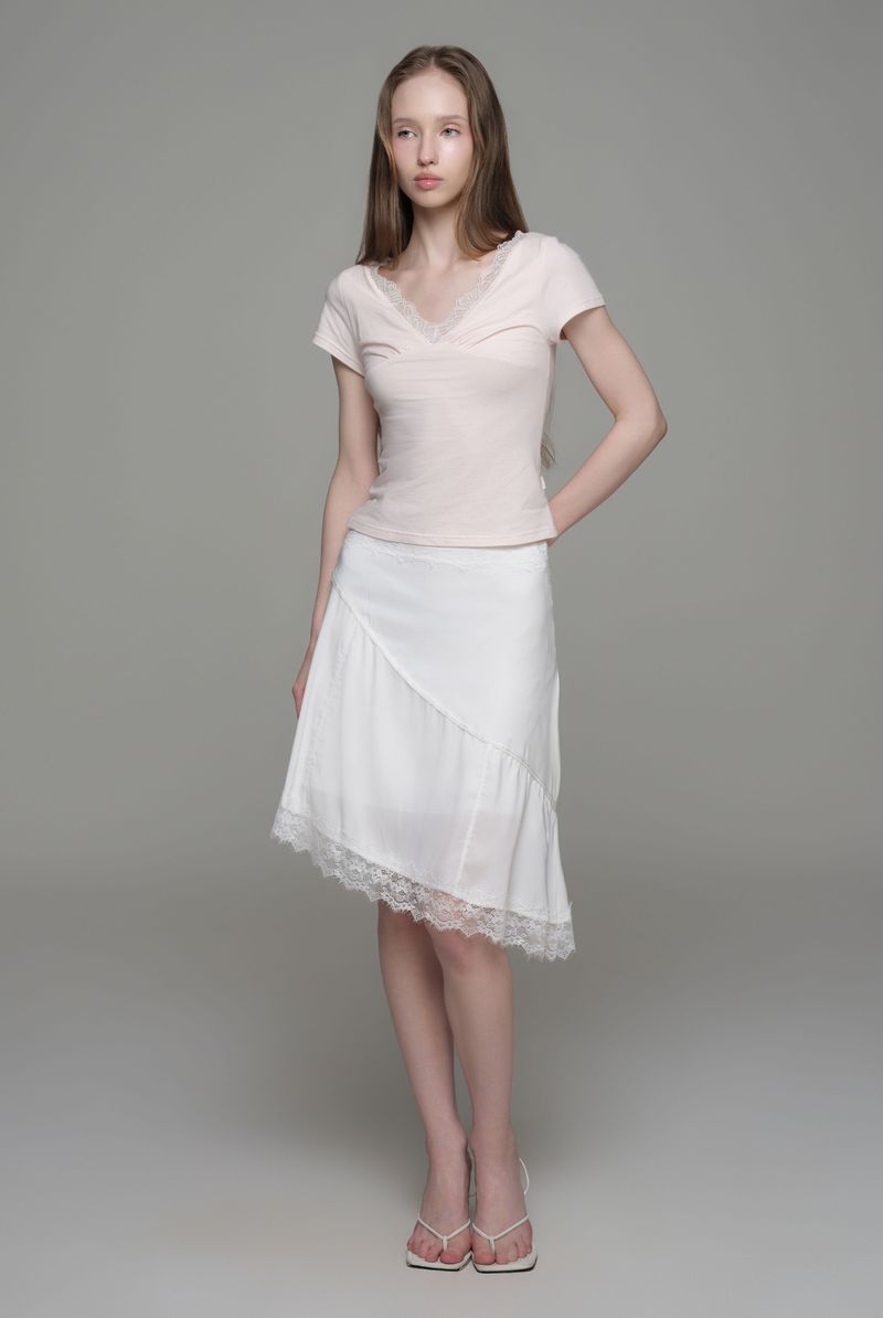 Rose tea lace v top, Pink