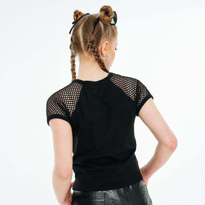 Ribbon Raglan T-shirt [Black Mesh]