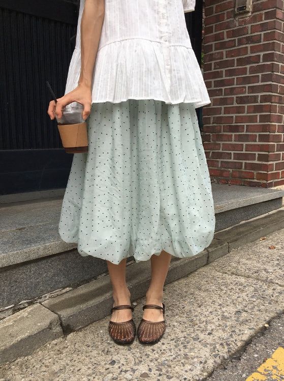 BAON（バオン）の「Chitoa Dot Chiffon Balloon Midi Skirt（Skirts）」