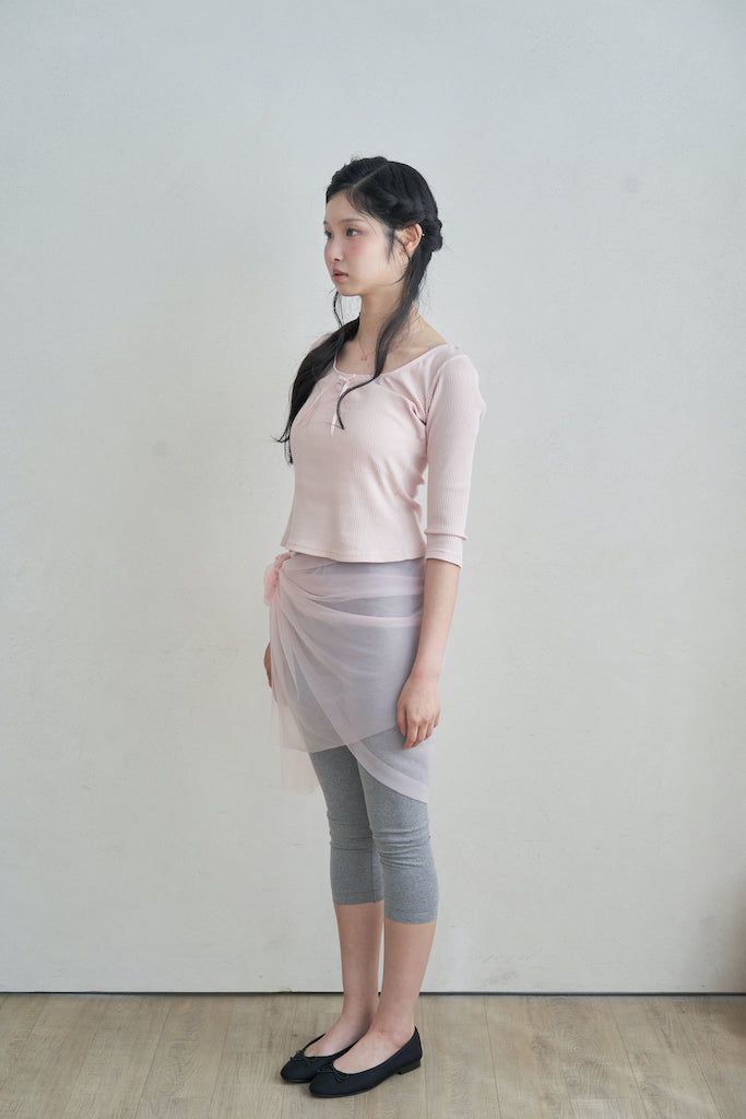 Butterfly key point shirring top - pink