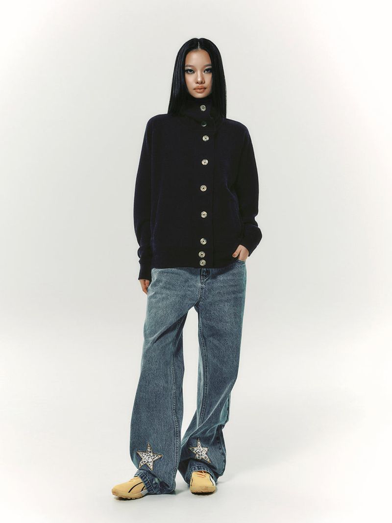 BUTTON UP CARDIGAN NAVY