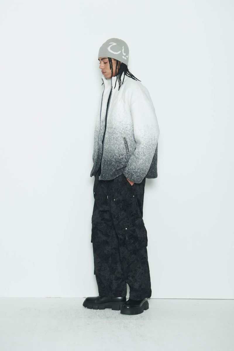 Grey Gradation Sherpa Fur Jacket