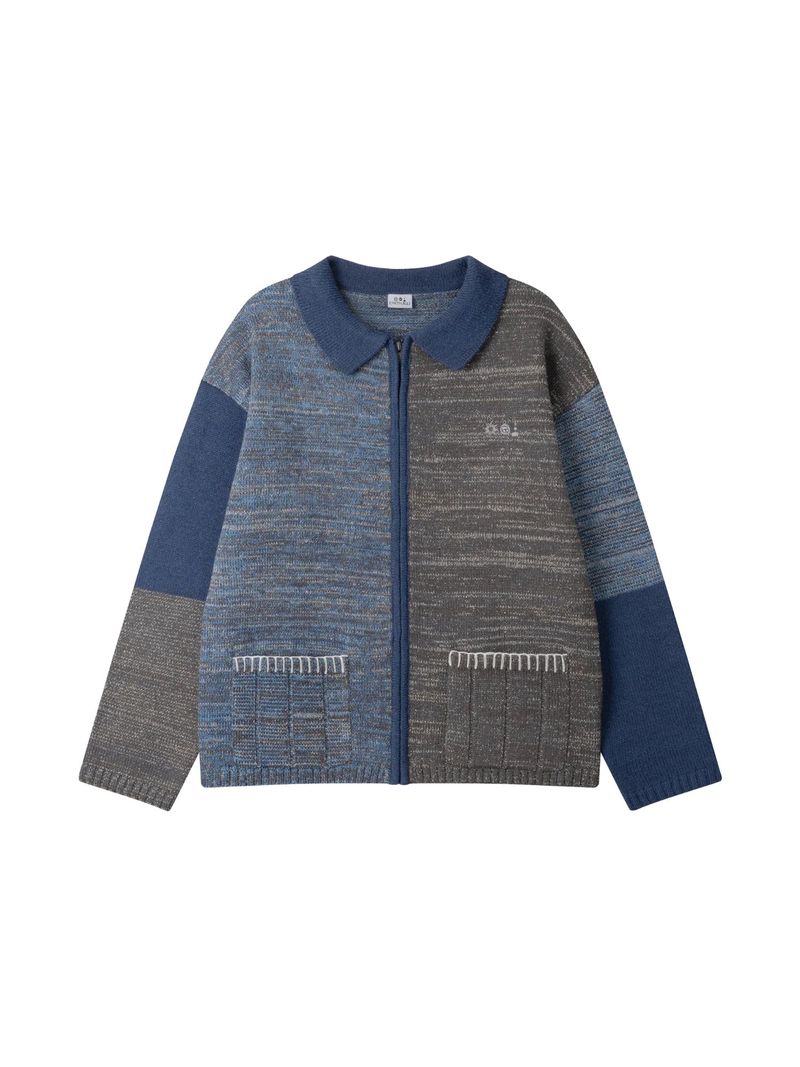 EARTHJIGU（アースジグ）の「MELANGE KNIT JACKET (NAVY)（Jackets/Outerwear）」