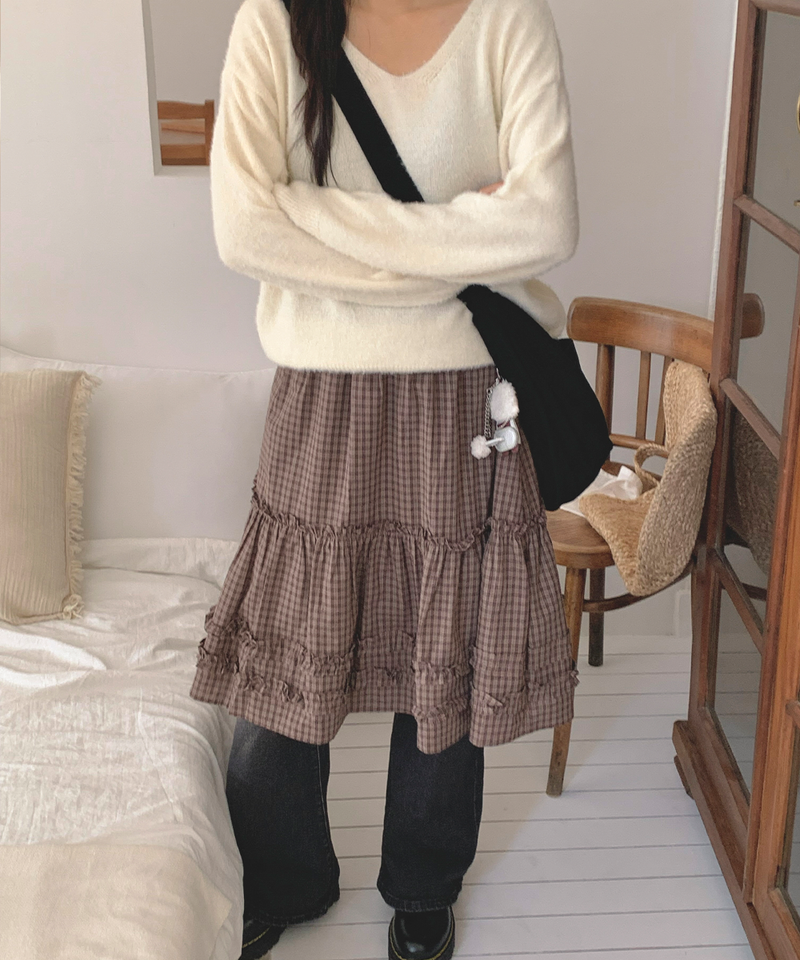 meltingyun（メルティングユン）の「ミディチェックスカート（スカート）」