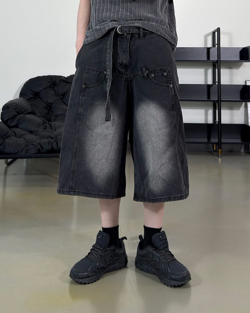 Beltic Asymmetric Pocket Bermuda Denim