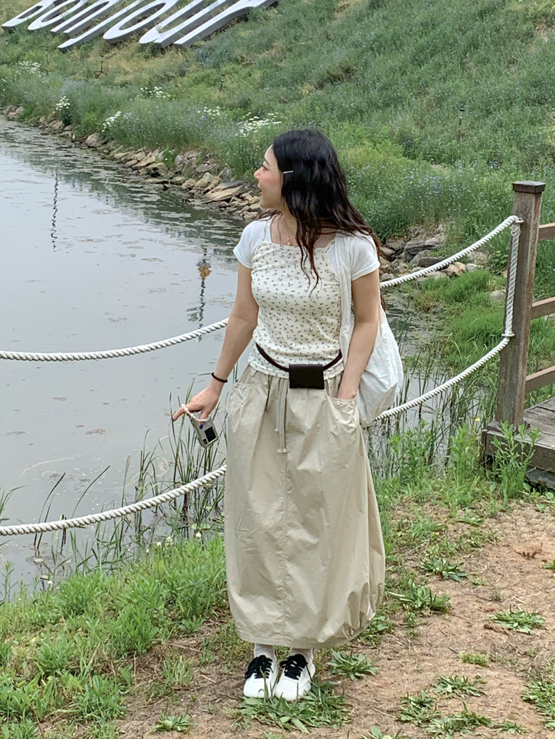 pumpkin balloon pocket long skirt