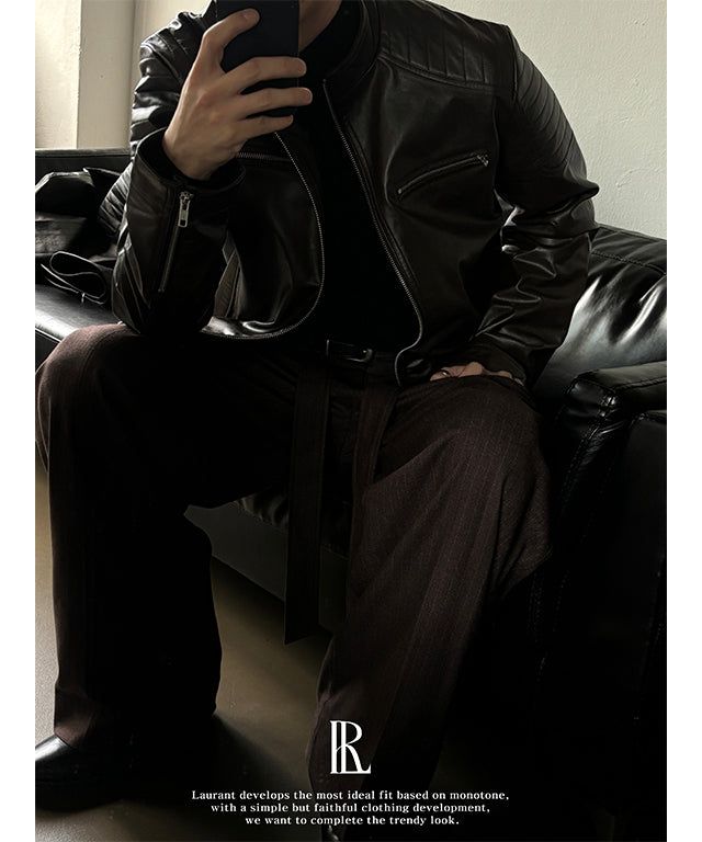 [LAURANTSEOUL] Biker crop leather jacket(2color)