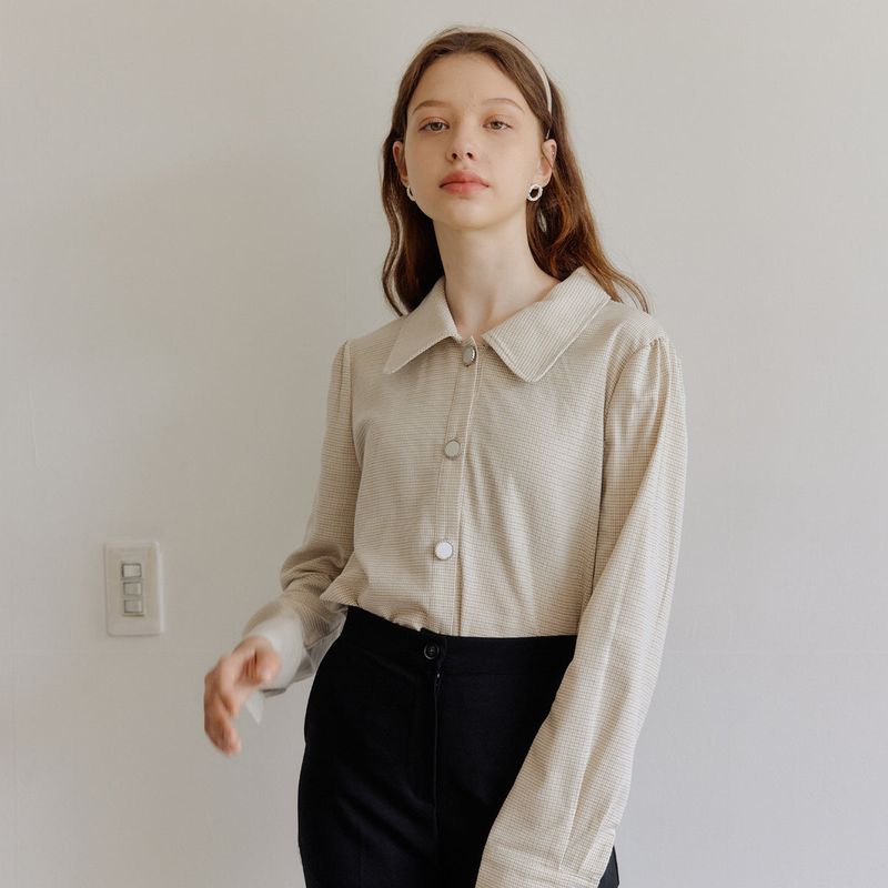 yuppe（ヤッピー）の「チェックパフシャツ / CHECK PUFF SHIRT_BEIGE（Tops）」