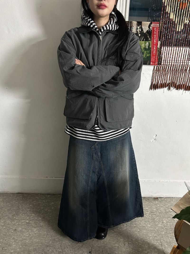 (2colors) bijou maxlong denim skirt