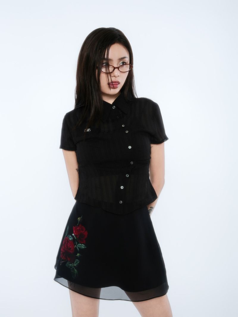 ROSE LAYERED SKIRT [BLACK]