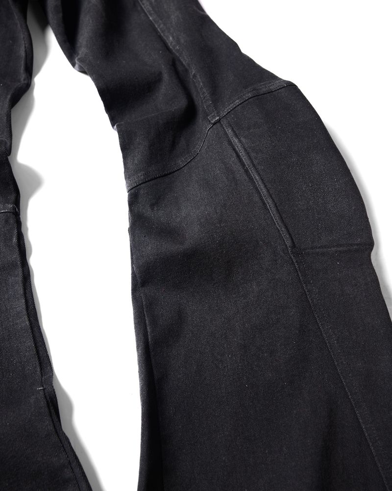 PADDED FLARED BLACK DENIM PANTS 