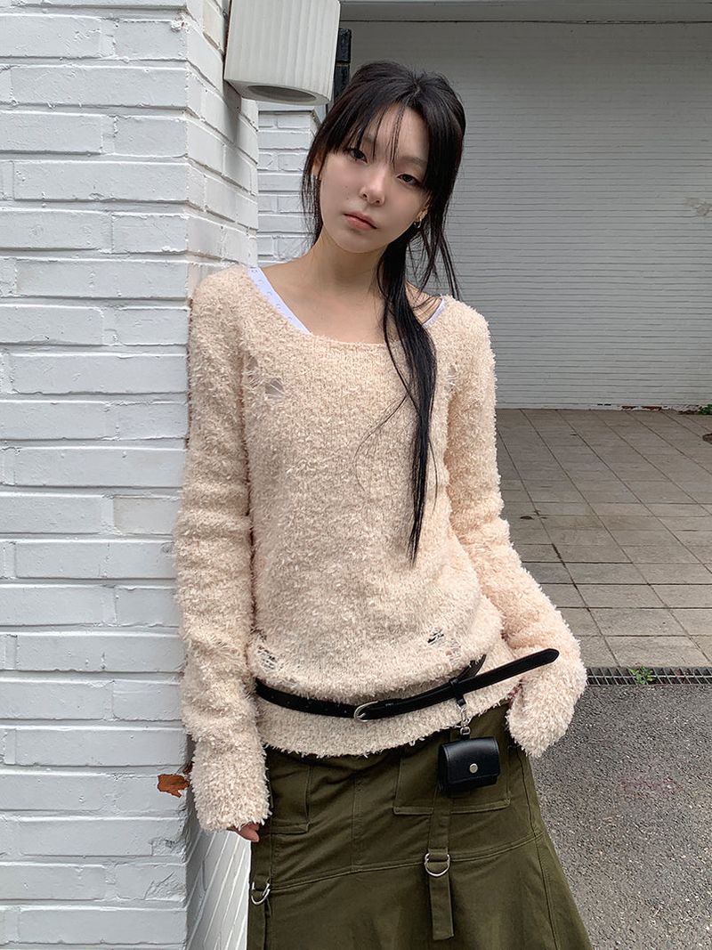 BOUCLE DAMAGE LOOSE KNIT (2C)